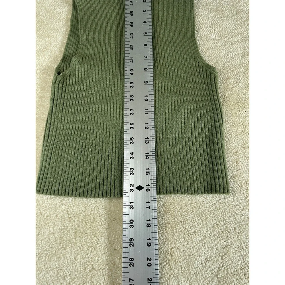 Zara Women's Green Knit Turtle Neck Sleeveless Slim Fit Tank Vest Sweater Top M